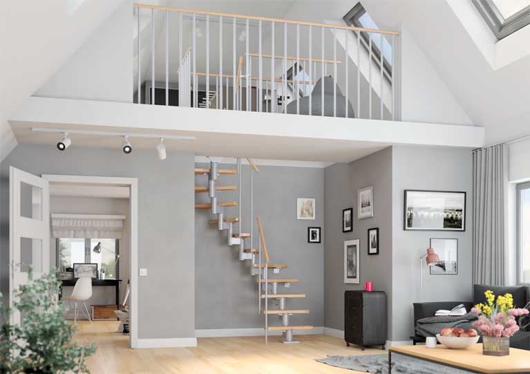 space saving staircase dublin in pearl grey