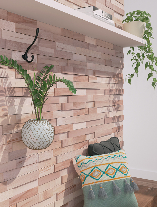 Lambris 3D design en hêtre pour mur 5pcs Black