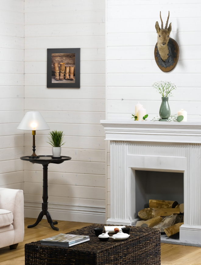 Lambris en sapin brut WAX blanc 5pcs Black