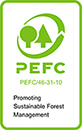Logo PEFC avec des arbres verts et le code de certification PEFC/46-31-10