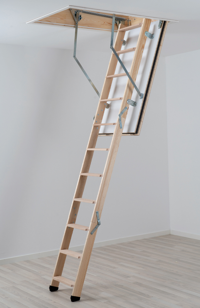 Escamotable en bois avec résistance au feu.