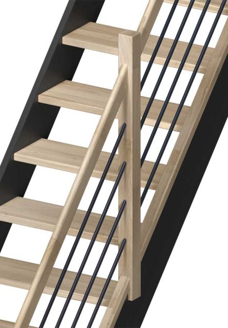 Rampe d’escalier MILAN/ LIVERPOOL en chêne & alu