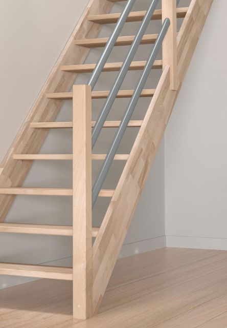 Rampe d'escalier bois & tubes métalliques (C)