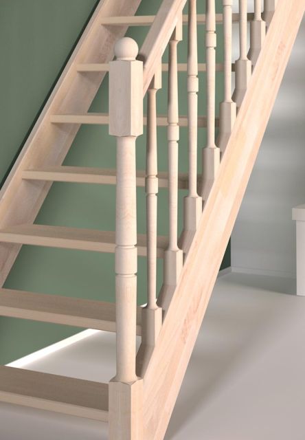 Rampe d'escalier à balustres tournés en bois (T)